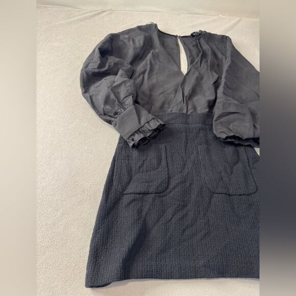 Zara Black Contrasting Tweed Long Sleeve Mini Dress Size Small - Picture 6 of 16